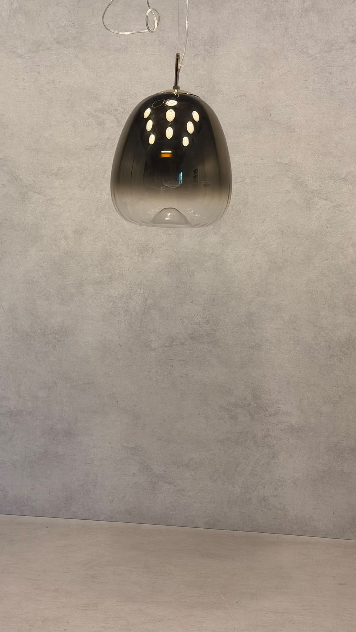 Design Glas Pendelleuchte Hängelampe aus Rauchglas