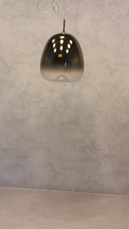 Design Glas Pendelleuchte Hängelampe aus Rauchglas