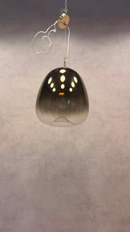 Design Glas Pendelleuchte Hängelampe aus Rauchglas