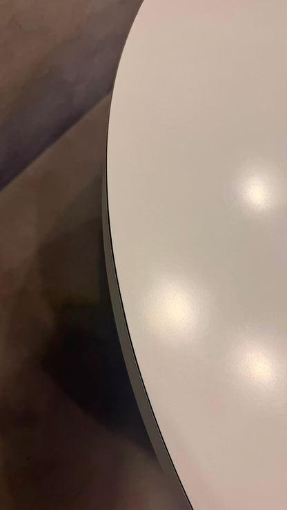 Space Age Esstisch rund Weiss mit Chromfuss 70er