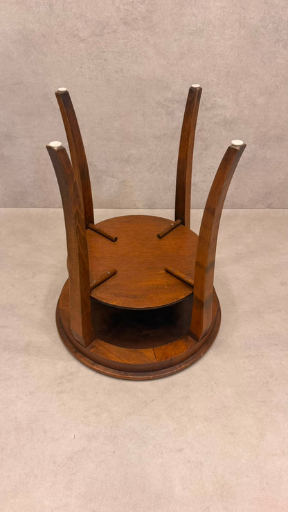 Vintage Art Déco Beistelltisch rund aus Holz