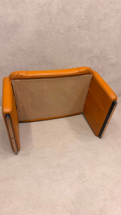 Vintage De Sede DS-31 Hocker aus Leder in cognac orange