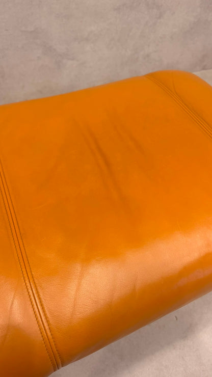 Vintage De Sede DS-31 Hocker aus Leder in cognac orange