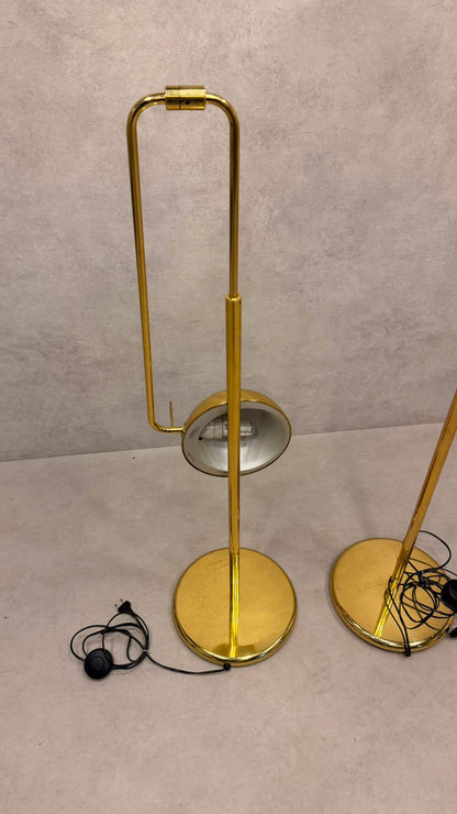 Vintage Gelenk Stehlampen aus Messing 70er/80er goldfarbig