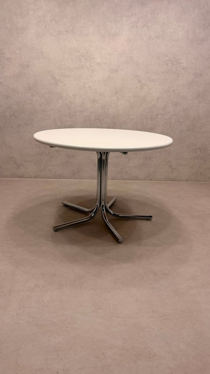 Vintage Design Esstisch rund Weiss Chrom Space Age