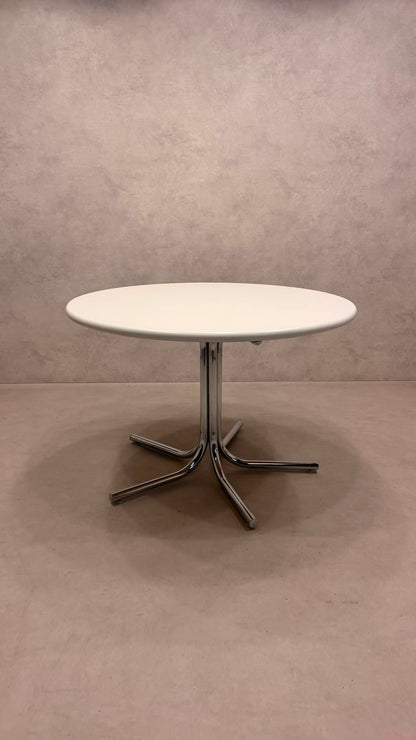 Vintage Design Esstisch rund Weiss Chrom Space Age