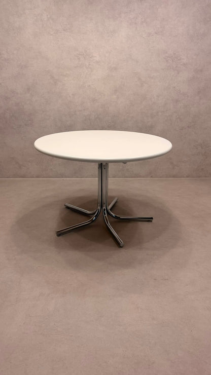 Vintage Design Esstisch rund Weiss Chrom Space Age