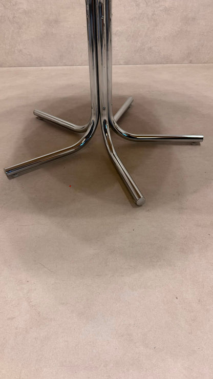 Vintage Design Esstisch rund Weiss Chrom Space Age