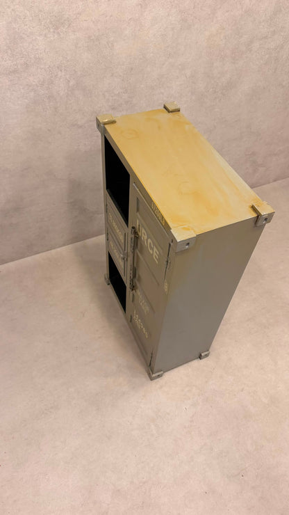 Kommode Schrank im Industrial Container Look in grau gelb