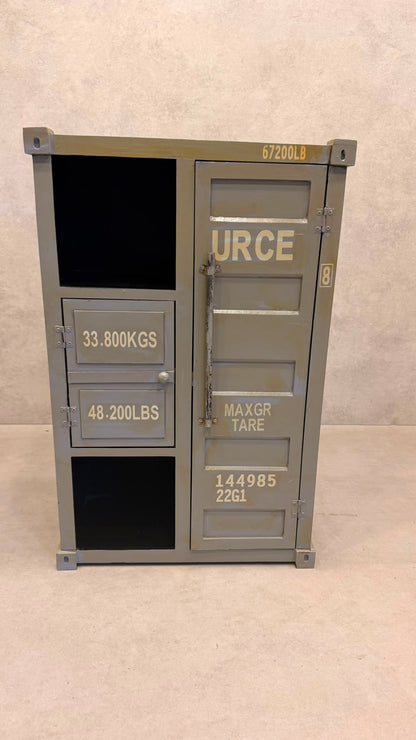 Kommode Schrank im Industrial Container Look in grau gelb