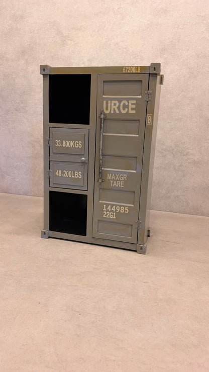 Kommode Schrank im Industrial Container Look in grau gelb
