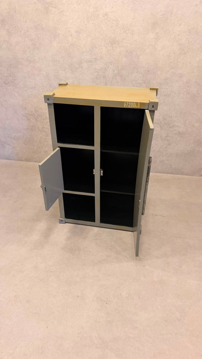Kommode Schrank im Industrial Container Look in grau gelb