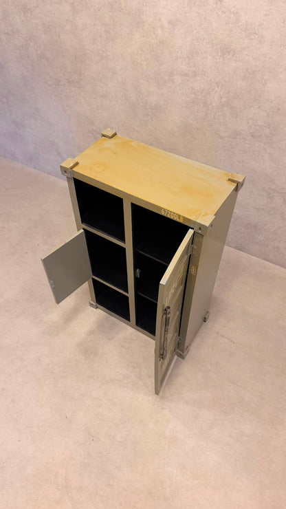 Kommode Schrank im Industrial Container Look in grau gelb