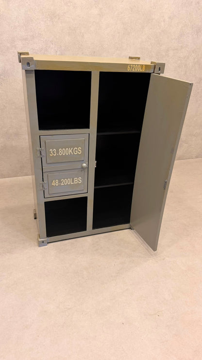 Kommode Schrank im Industrial Container Look in grau gelb