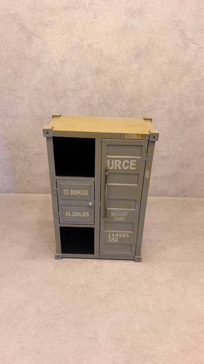 Kommode Schrank im Industrial Container Look in grau gelb
