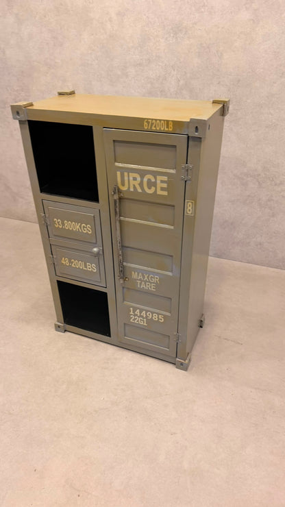 Kommode Schrank im Industrial Container Look in grau gelb