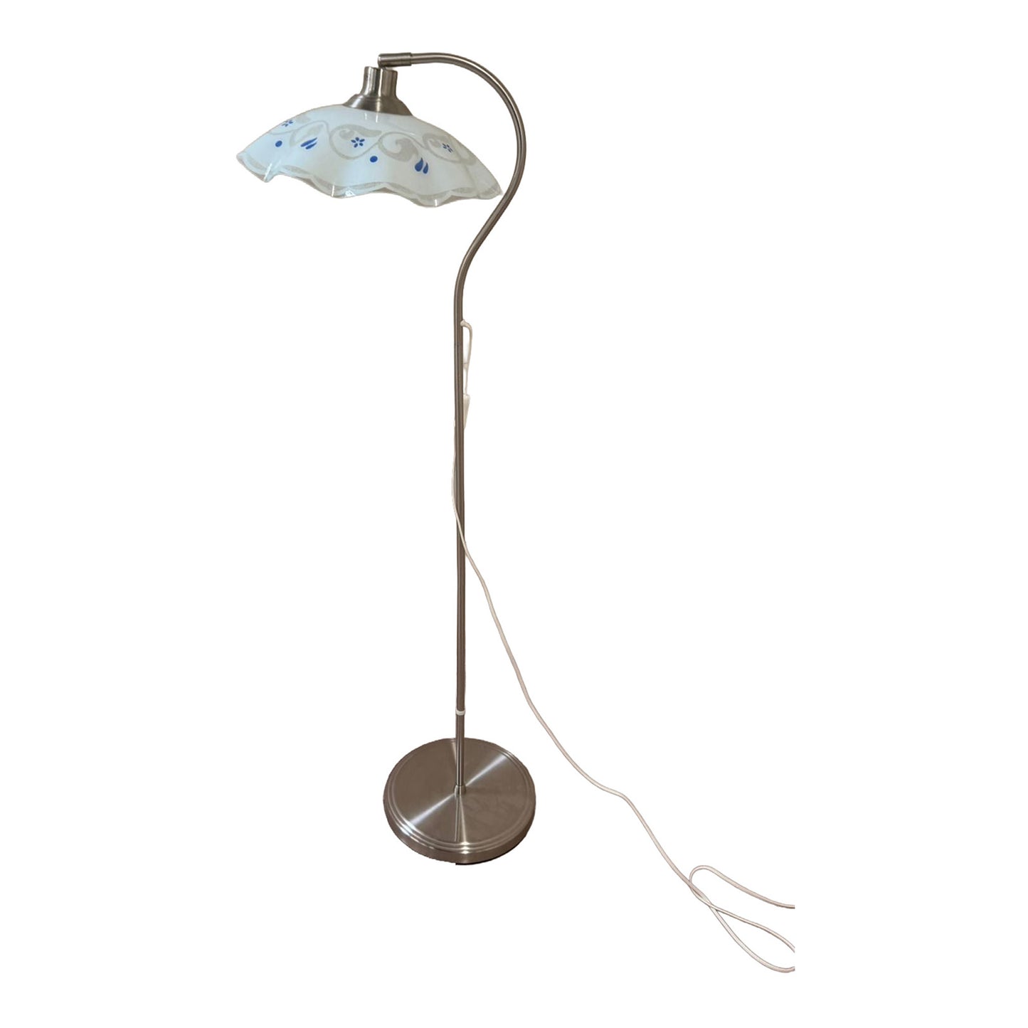 Stehlampe mit Schwanenhals Blumenmuster Lampenschirm Glas