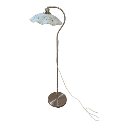 Stehlampe mit Schwanenhals Blumenmuster Lampenschirm Glas