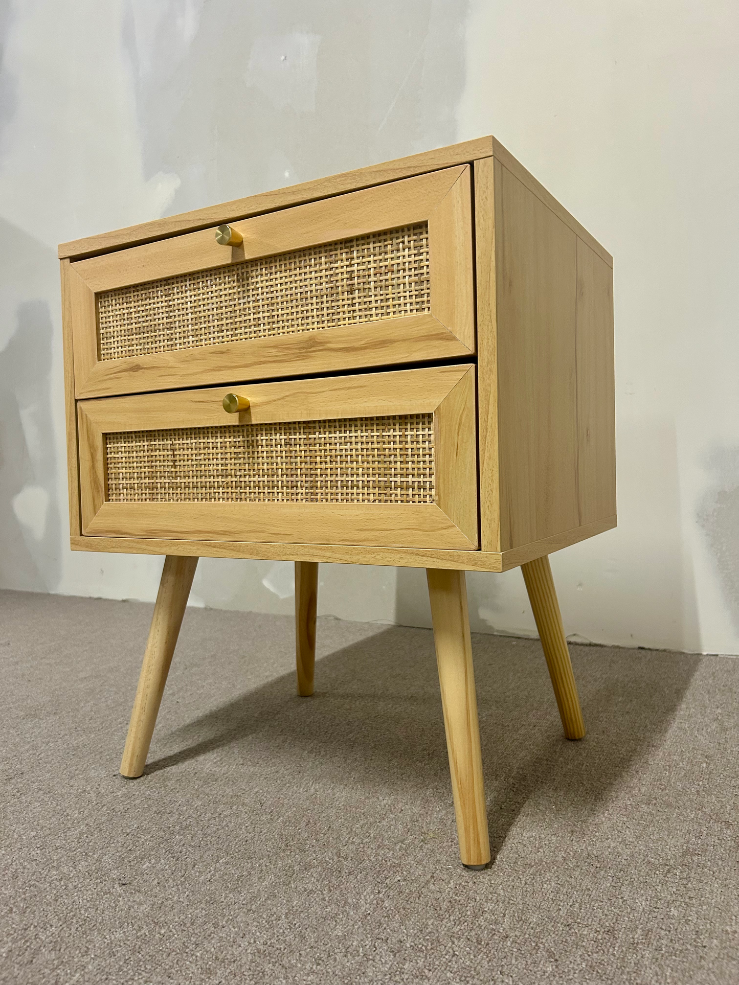 Nachttisch mit 2 Schubladen aus Rattan Boho PEROTE