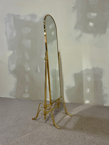 Verstellbarer italienischer Vintage Bodenspiegel, Messing