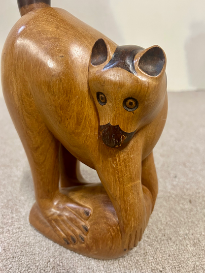 Holzfigur Madagaskar Lemur, Handgeschnitzt