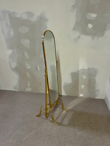 Verstellbarer italienischer Vintage Bodenspiegel, Messing