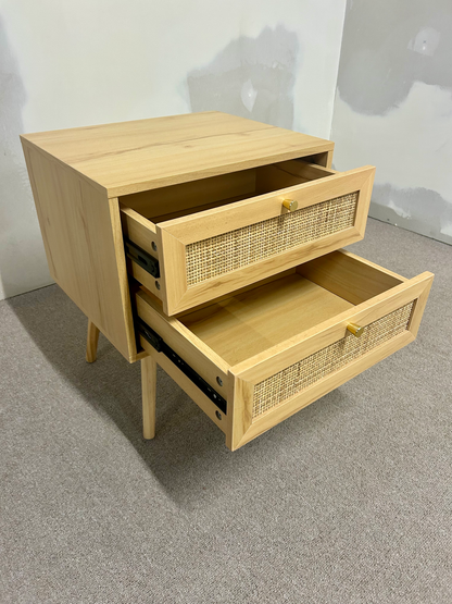 Nachttisch mit 2 Schubladen aus Rattan Boho PEROTE