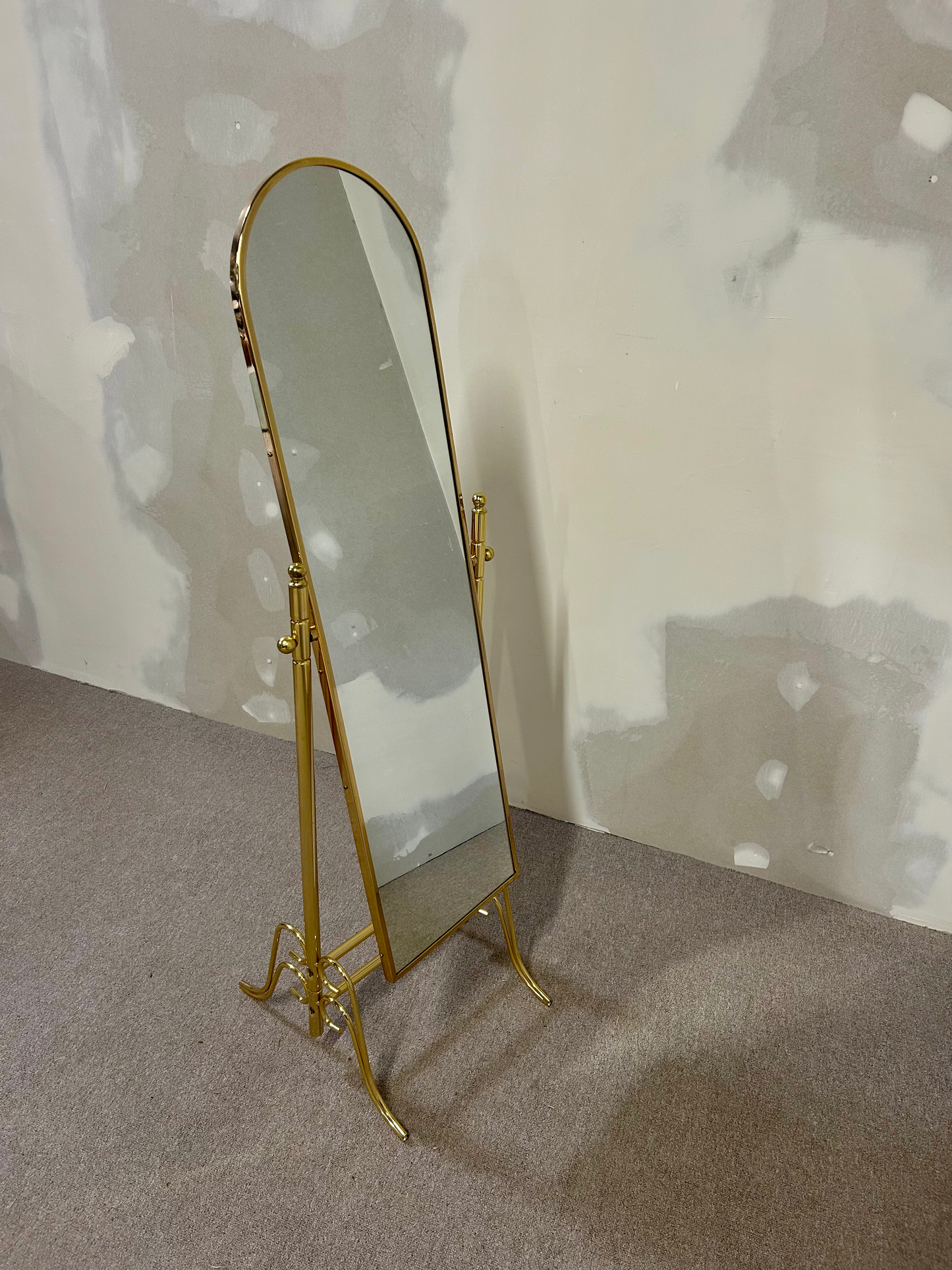 Verstellbarer italienischer Vintage Bodenspiegel, Messing