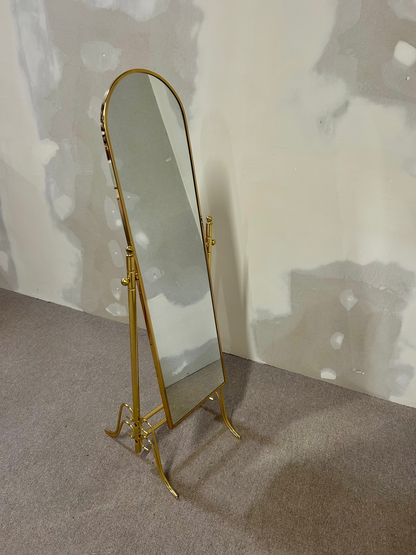 Verstellbarer italienischer Vintage Bodenspiegel, Messing
