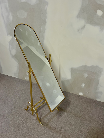 Verstellbarer italienischer Vintage Bodenspiegel, Messing